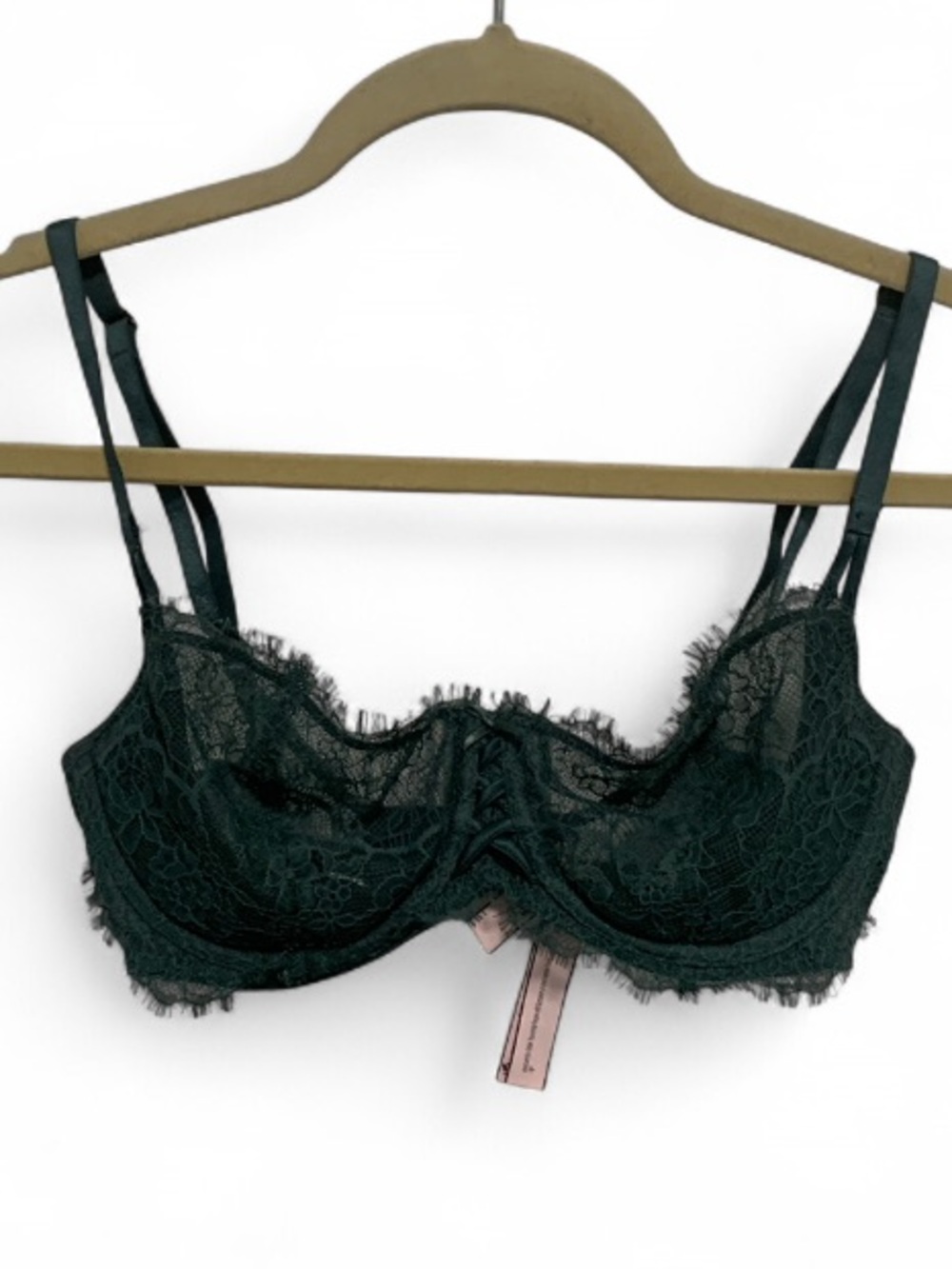 Victoria’s Secret Push Up Without Padding Lace Underwire Bra in Dark Green